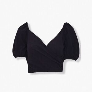 Forever 21 Black Puff Sleeve Crop Top